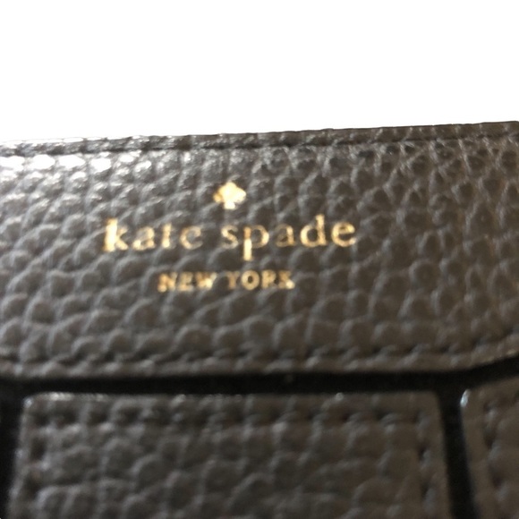 Kate Spade Black Pebble Leather 4 Compartment Wallet Zip Pocket Zip-A-Round - Picture 3 of 7